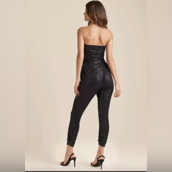 Sequin all over black strapless jumpsuit - Picture 2 of 16